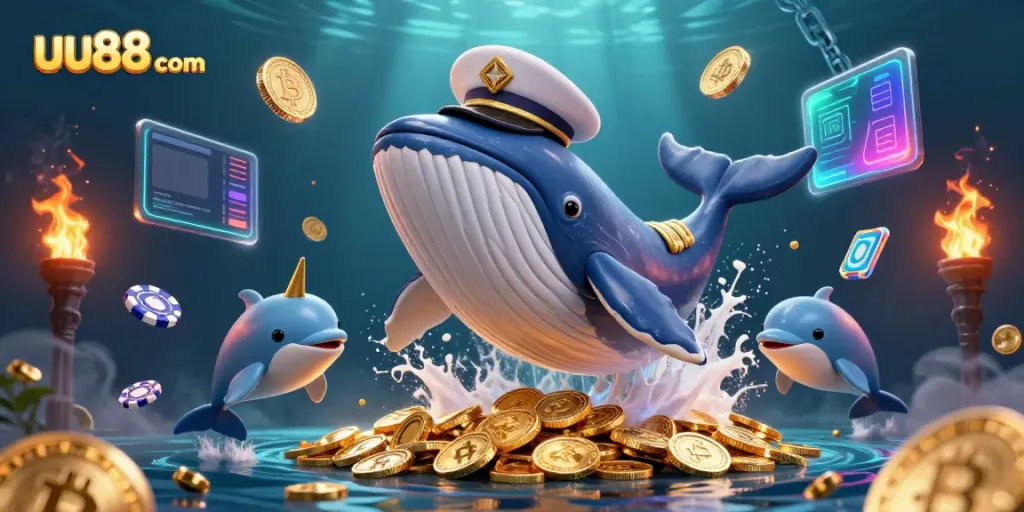 Engage with uu88 com's vibrant gaming world featuring whales, dolphins, and crypto treasures.