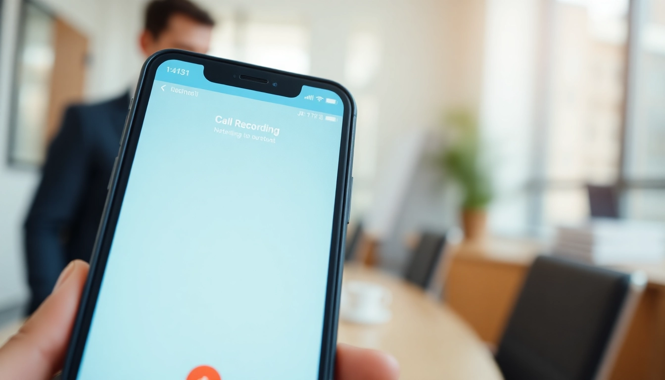 Demonstrating call recording on a smartphone with a user-friendly interface.