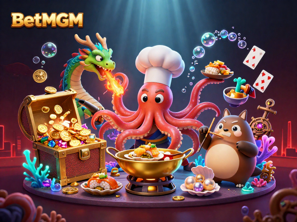 BetMGM's vibrant gaming scene showcases characters engaging in exciting casino action.