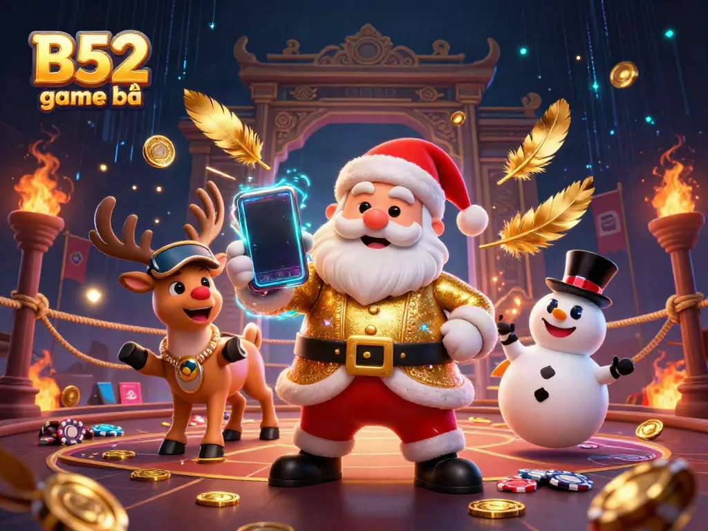 Join the fun with B52 game bài as Santa and friends celebrate jackpots and casino excitement!