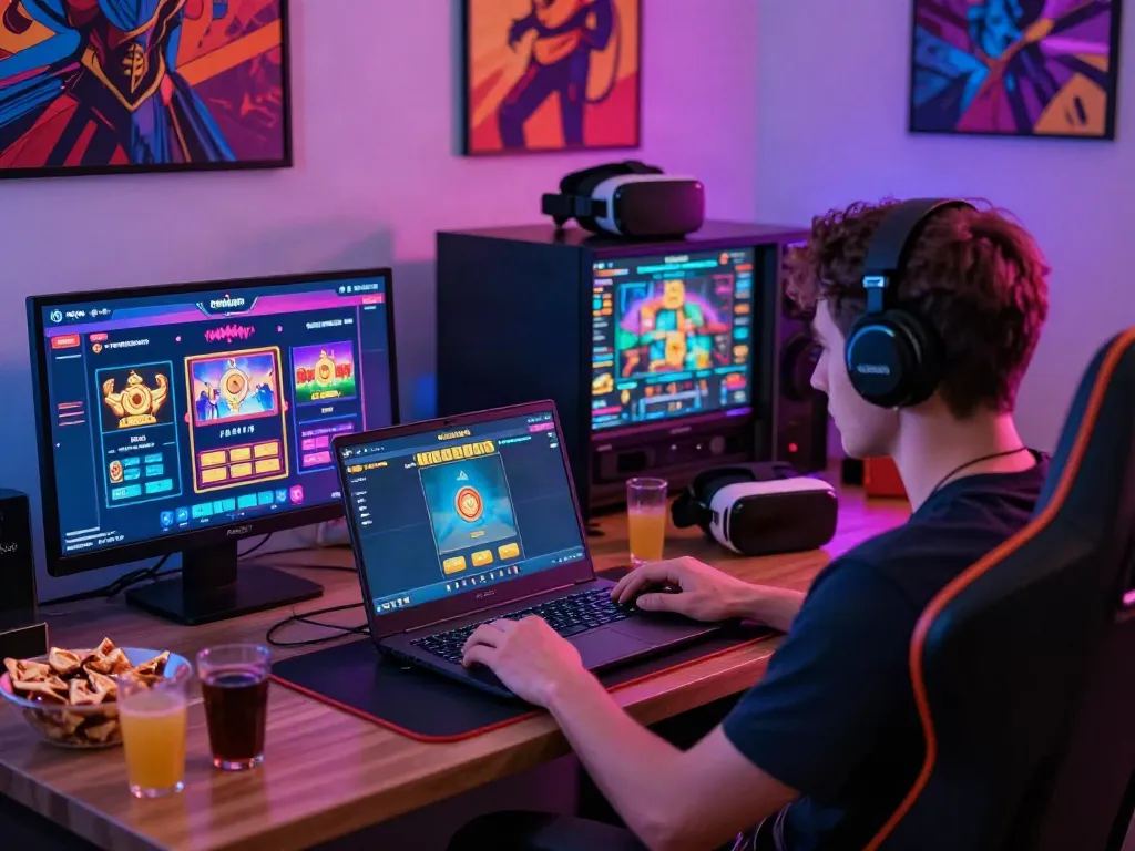 Nohuwin user enjoying slot games in an immersive online gaming setup.