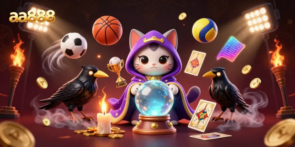 Experience the thrilling excitement of aa888 with vibrant sports elements and mystical characters in a dynamic scene.