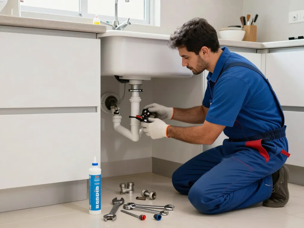 Plumber in São Paulo efficiently repairing pipes, showcasing expert plumbing services in action