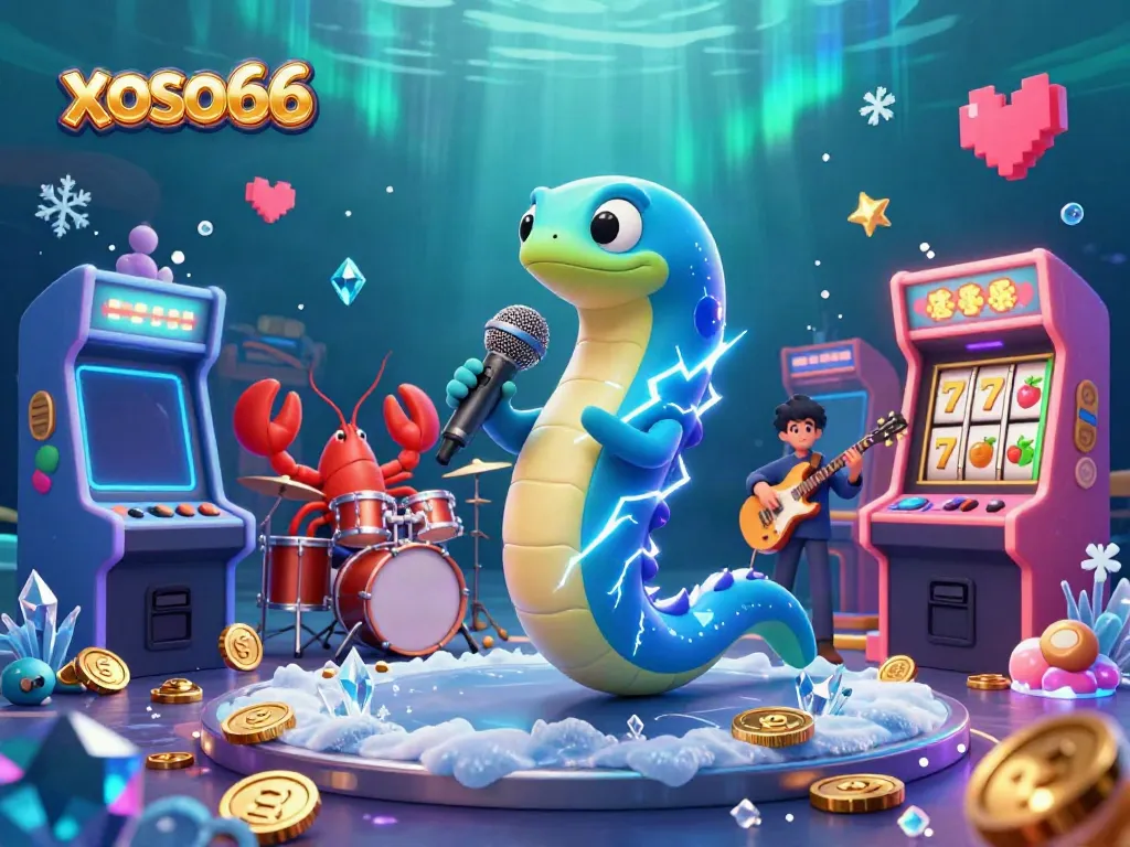 Experience thrilling wins with xoso66 in an underwater casino party featuring vibrant characters and games.