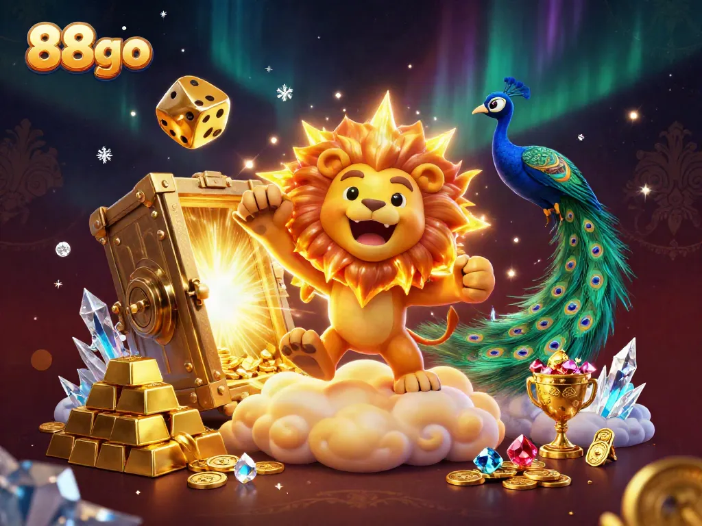 Experience the thrill of 88go casino with vibrant 3D characters and gold treasures.