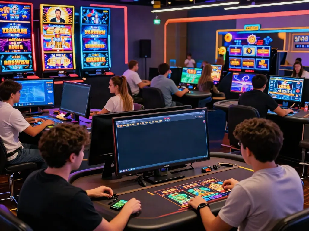 Online gaming scene of players engaged with casino games at https://ku88v1.com/ highlighting immersive experiences.