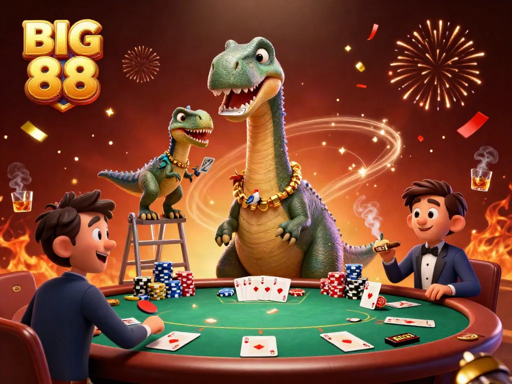 Experience thrilling gameplay with BIG 88 as a giant brontosaurus and clever raptor bring poker to life!
