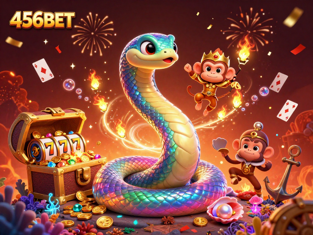 Experience thrilling gameplay at 456BET with vibrant slots and animated characters in a magical scene.