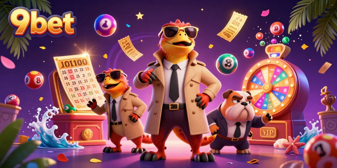 Experience the excitement of 9bet with raptors sneaking into a casino surrounded by dynamic lottery elements.