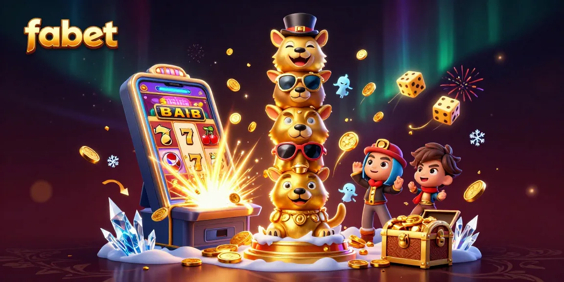 Spin the jackpot at fabet with a vibrant totem, slot machine, and casino game elements.